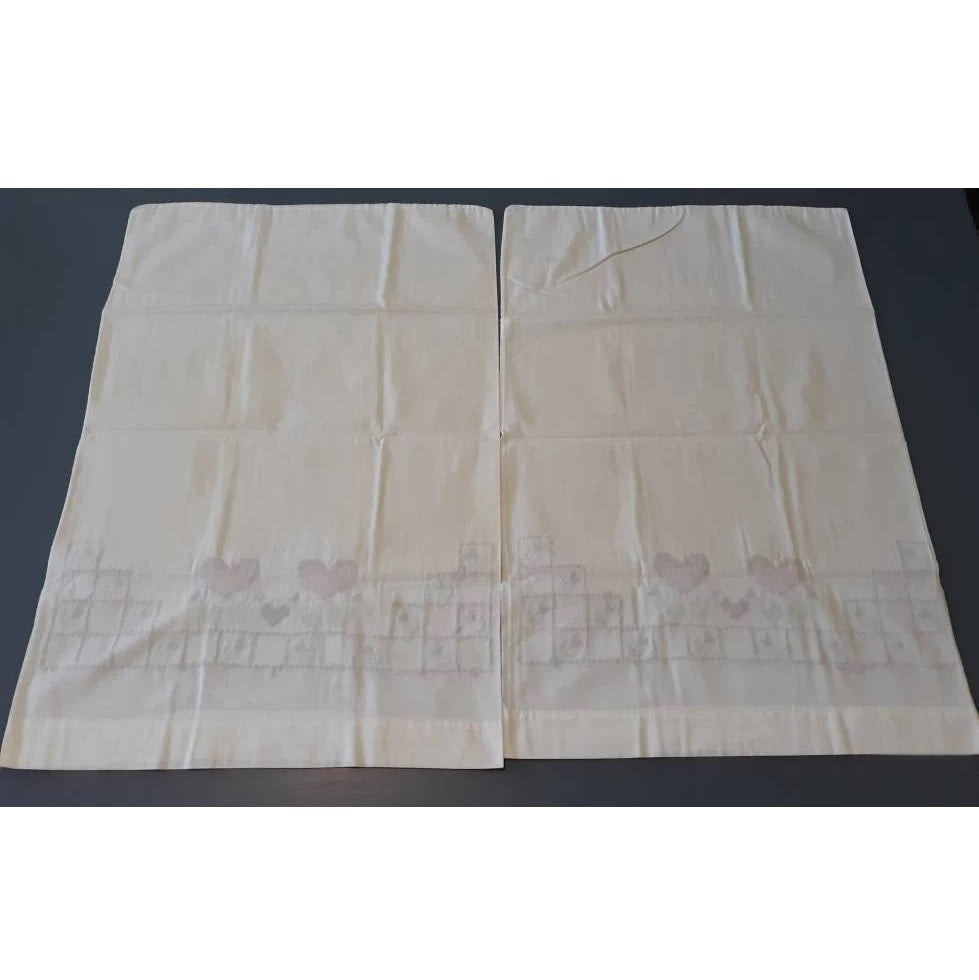 Hearts Embroidered Vintage Pillowcases