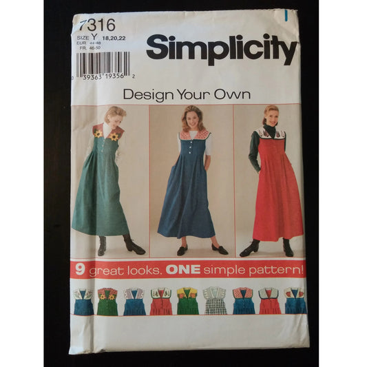 Simplicity 7316 (18-20-22) misses jumper pattern, uncut