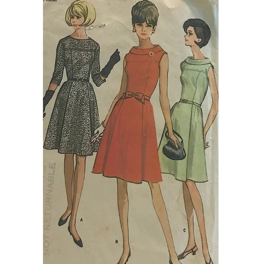 HCC #20 PDF Pattern for 11 1/2" female fashion doll, yoked bodice dress with optional collar or sleeves, a-line skirt