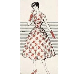 HCC #1 PDF Pattern for 11 1/2" female fashion doll, gathered bodice dress with inset waist