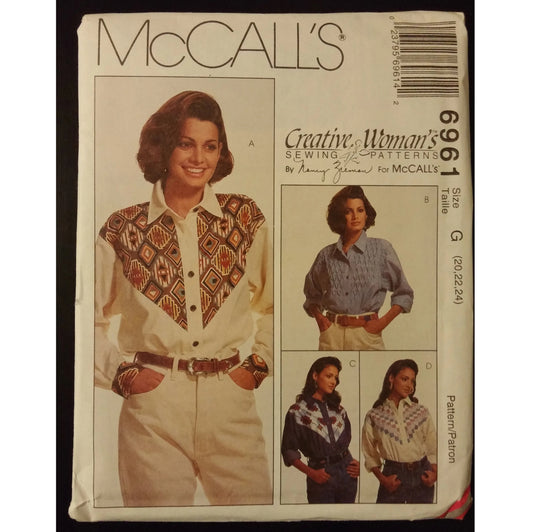 McCall's 6961 (20-22-24) misses' shirt pattern, uncut
