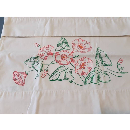 Morning Glories Painted Vintage Pillowcases