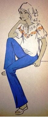 HCC #62 PDF Pattern for 11 1/2" female fashion doll, peasant style blouse and flare leg pants