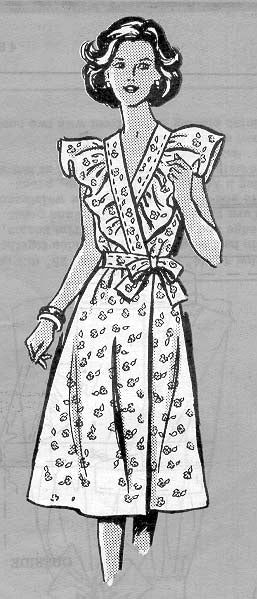 HCC #69 PDF Pattern for 11 1/2" fashion doll, crossover front dress with neck ruffle