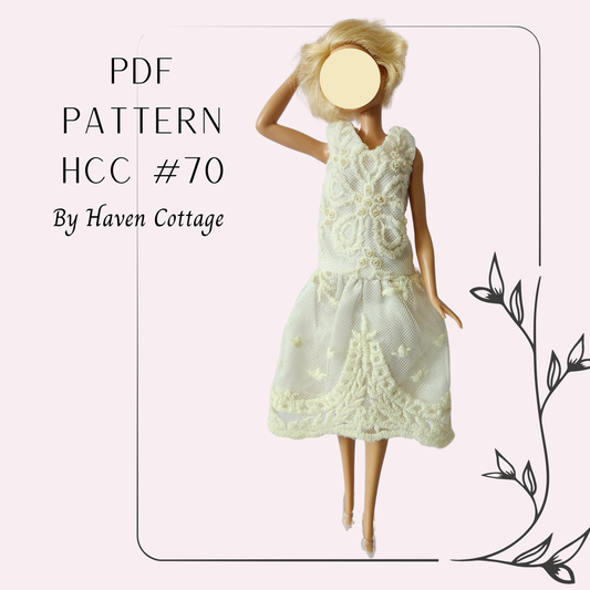 HCC #70 PDF Pattern for 11 1/2" fashion doll, 1920's lace flapper dress