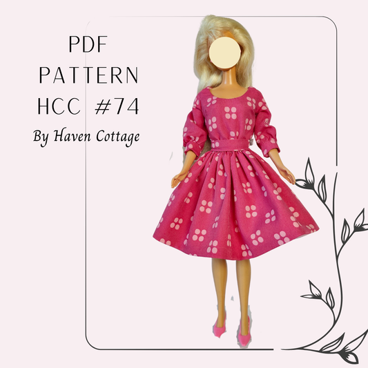 HCC #74 PDF Pattern for 11 1/2" fashion doll, scoop neck dress
