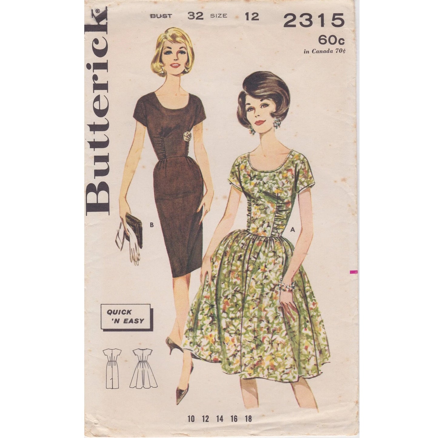 HCC #32 PDF Pattern for 11 1/2" female fashion doll, simple dress with front dart ruching