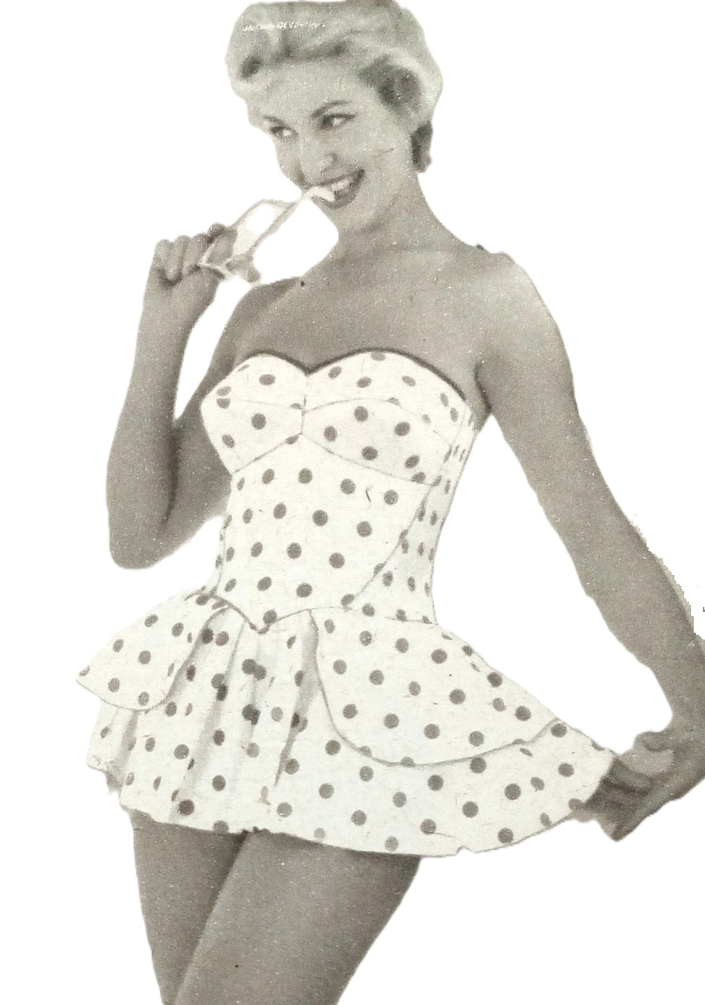 HCC #75 PDF Pattern for 11 1/2" doll, skirted two piece swimsuit