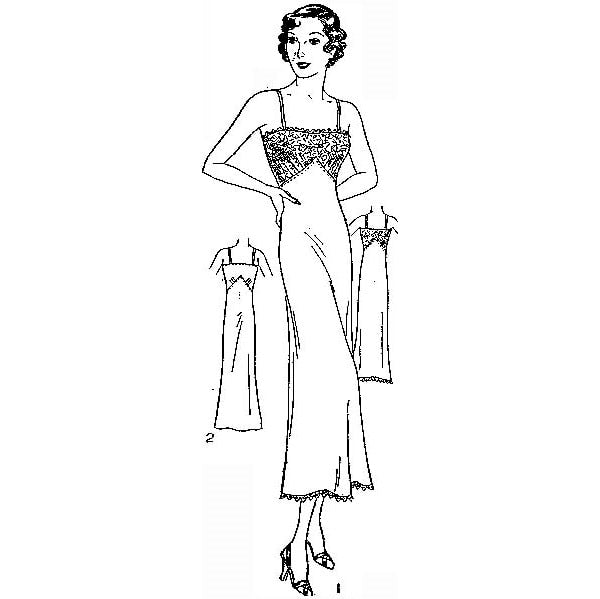 HCC #58 PDF Pattern for 11 1/2" female fashion doll, 1930's Inspired Slip