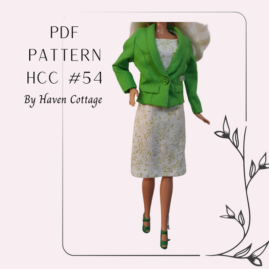 HCC #54 PDF Pattern for 11 1/2" female fashion doll, jacket and shift dress