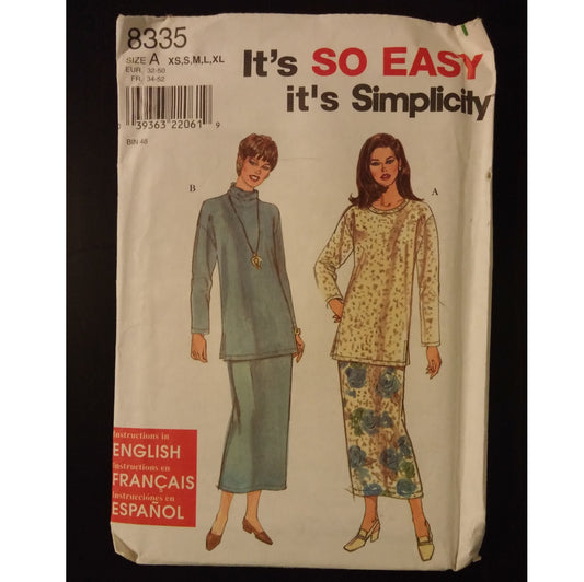 Easy Simplicity 8335 (XS,S,M,L,XL) tunic and skirt pattern, uncut