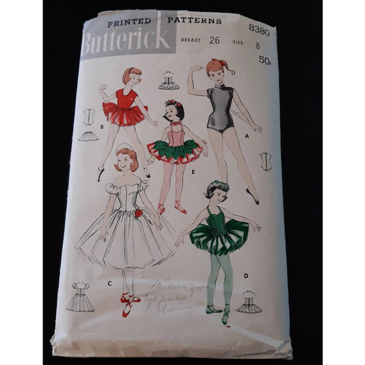 Vintage Butterick 8380 (8) girls' dancing costume pattern, cut