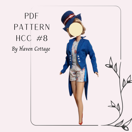 HCC #8 PDF Pattern for 1:6 female fashion doll, Independence Day Carnival Outfit