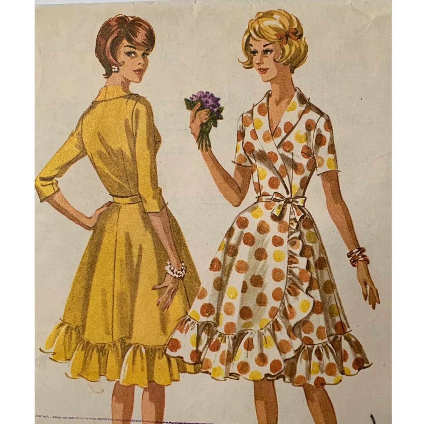 HCC #43 PDF Pattern for 11 1/2" female fashion doll, wrap front dress with ruffle skirt