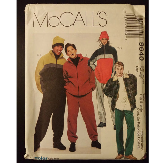 McCall's 9640 (46-48) unisex jacket, top, pants, and hat pattern, uncut