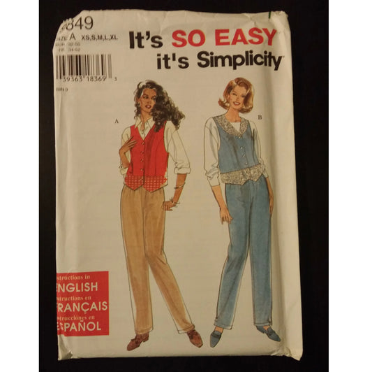 Easy Simplicity 9849 (XS,S,M,L,XL) vest and pants pattern, uncut