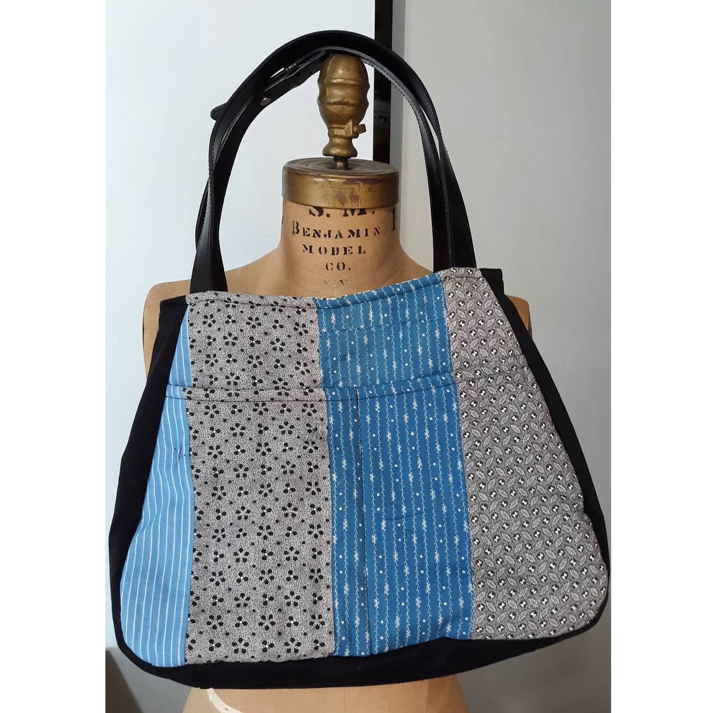 Resurrected Tote Style Handbag from Vintage Quilt and Upcycled Pants