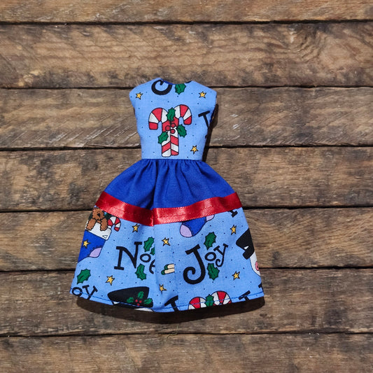 Candy Cane, Red, and Blue Dress for 9" girl fashion doll
