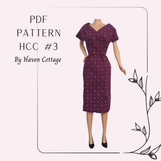 HCC #3 PDF Pattern for 11 1/2" female fashion doll, fitted dress with crossover front bodice
