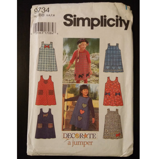 Simplicity 9734 BB(5-6-7-8) child's decorated jumper pattern, uncut