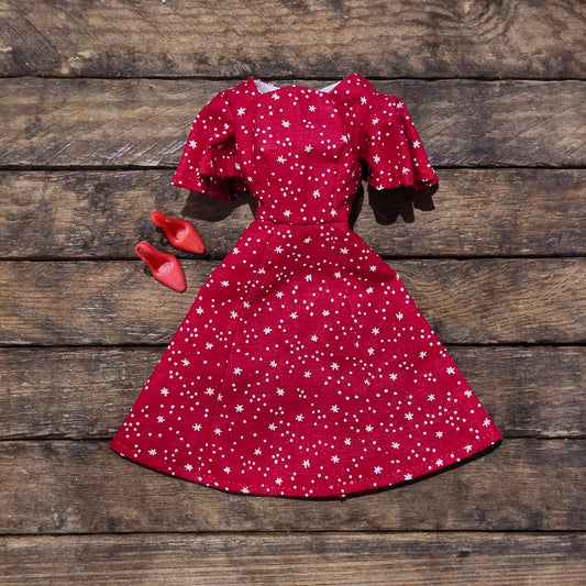 Stars on Red Dress for 11 1/2" female fashion dolls
