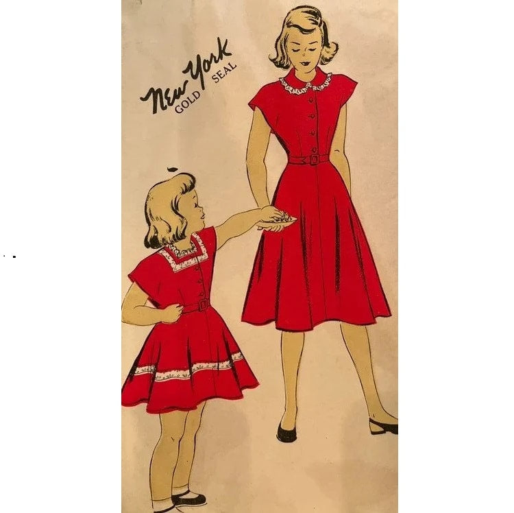 HCC #35 PDF Pattern for 9" girl fashion doll, Round or Square Neck Button Down Dress