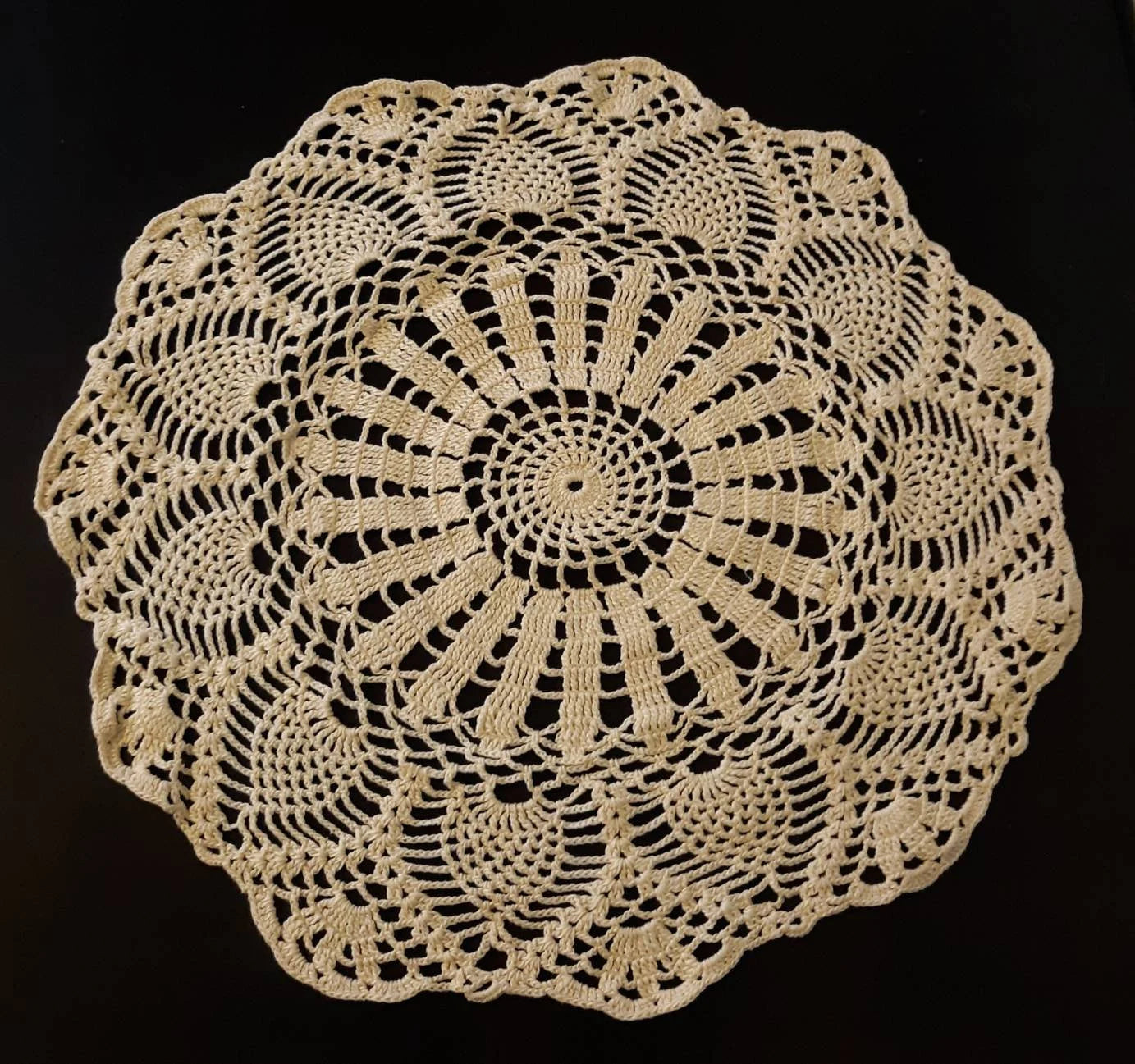 Vintage Large Round (16") Cream Doily