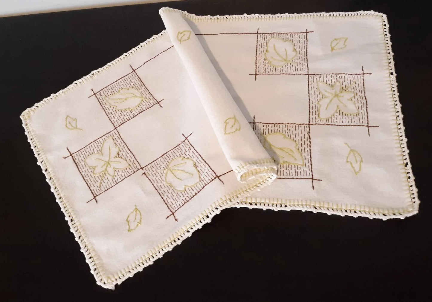 Vintage Leaf Table Runner/Dresser Scarf