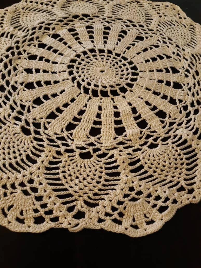 Vintage Large Round (16") Cream Doily