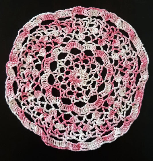 Vintage Round (9.5") Pink/White Doily