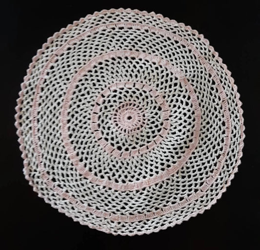 Vintage Round (11") Pink and White Doily