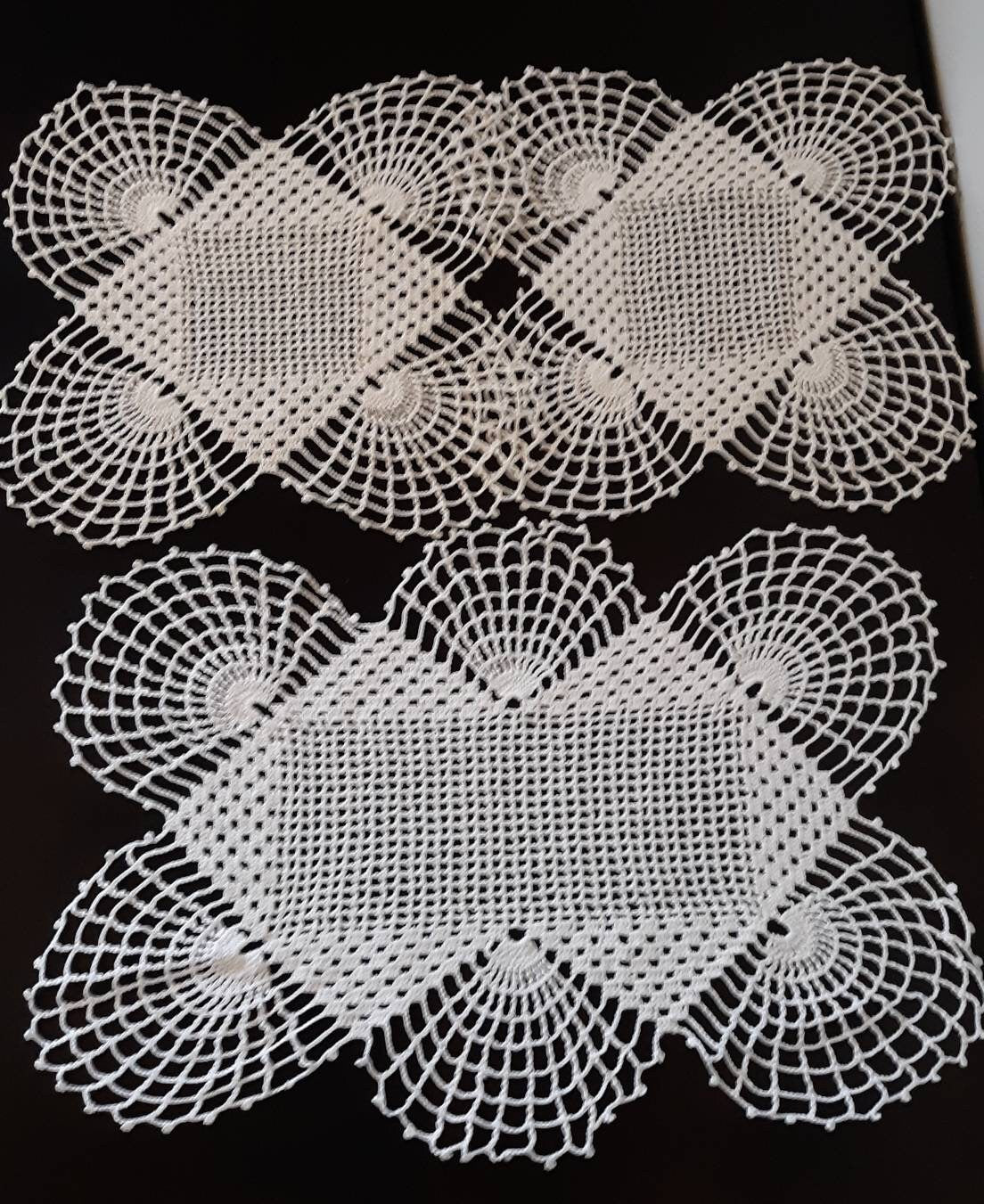 Set of 3 Vintage White Doilies