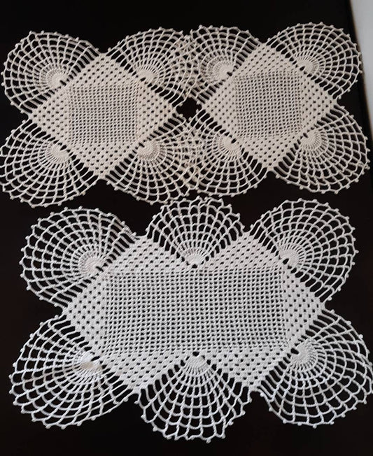 Set of 3 Vintage White Doilies