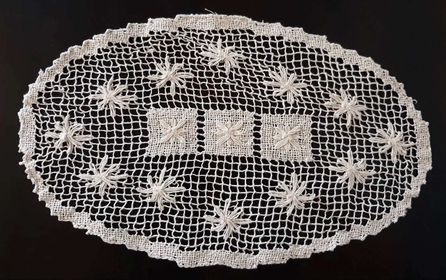 Vintage Oval Ecru Doilies, Set of 3