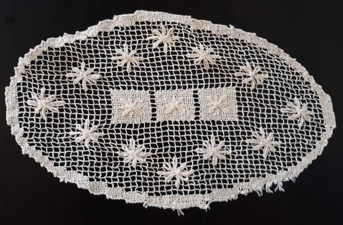 Vintage Oval Ecru Doilies, Set of 3