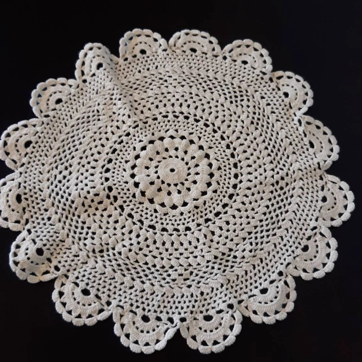 Set of 2 Vintage White Crocheted Doilies