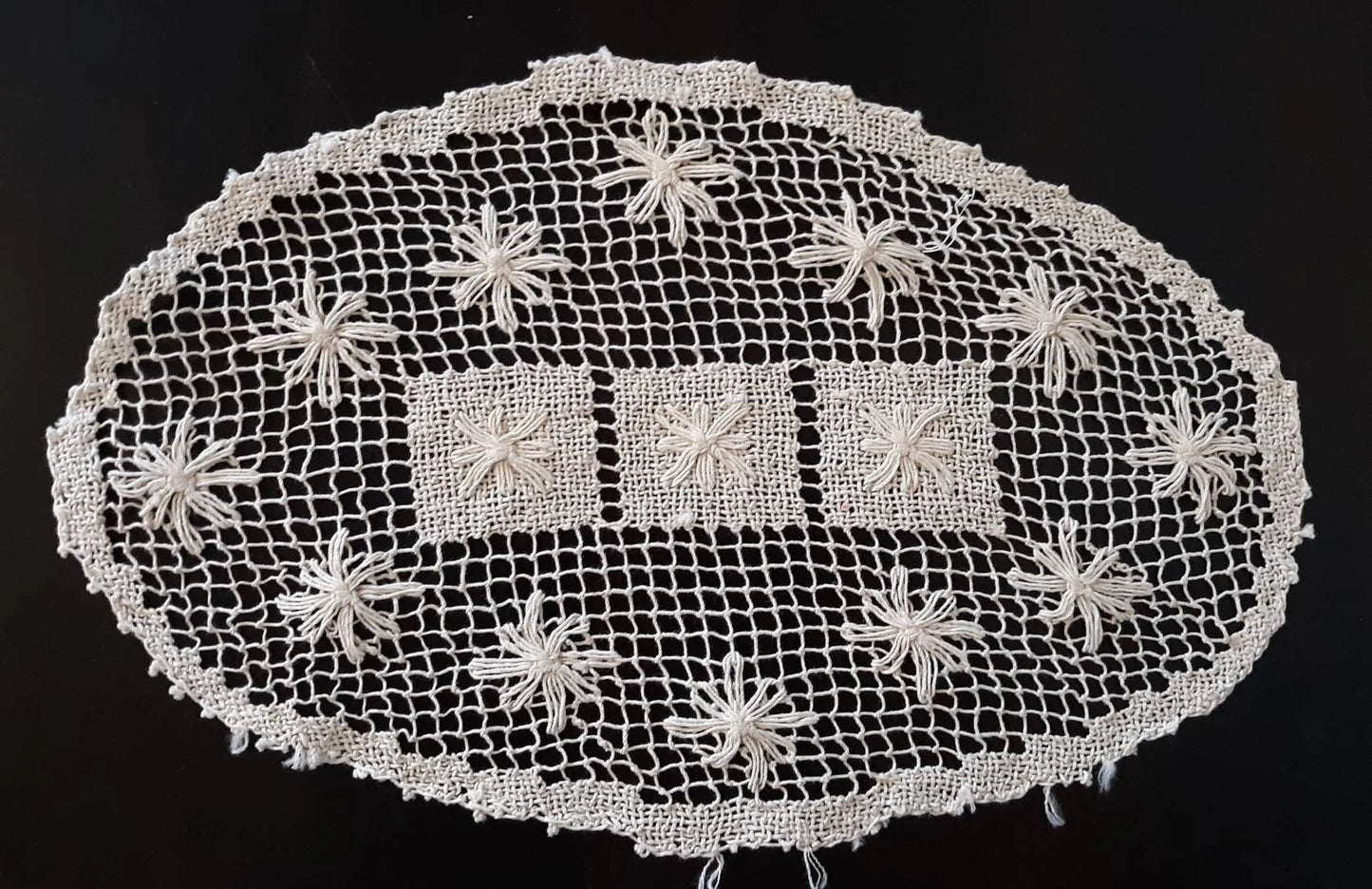 Vintage Oval Ecru Doilies, Set of 3