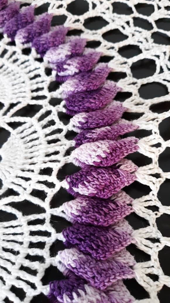 Vintage Round (28") Purple and White Doily