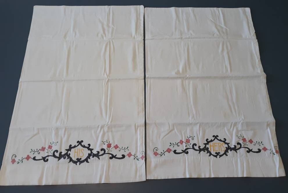 His and Hers Painted Vintage Pillowcases