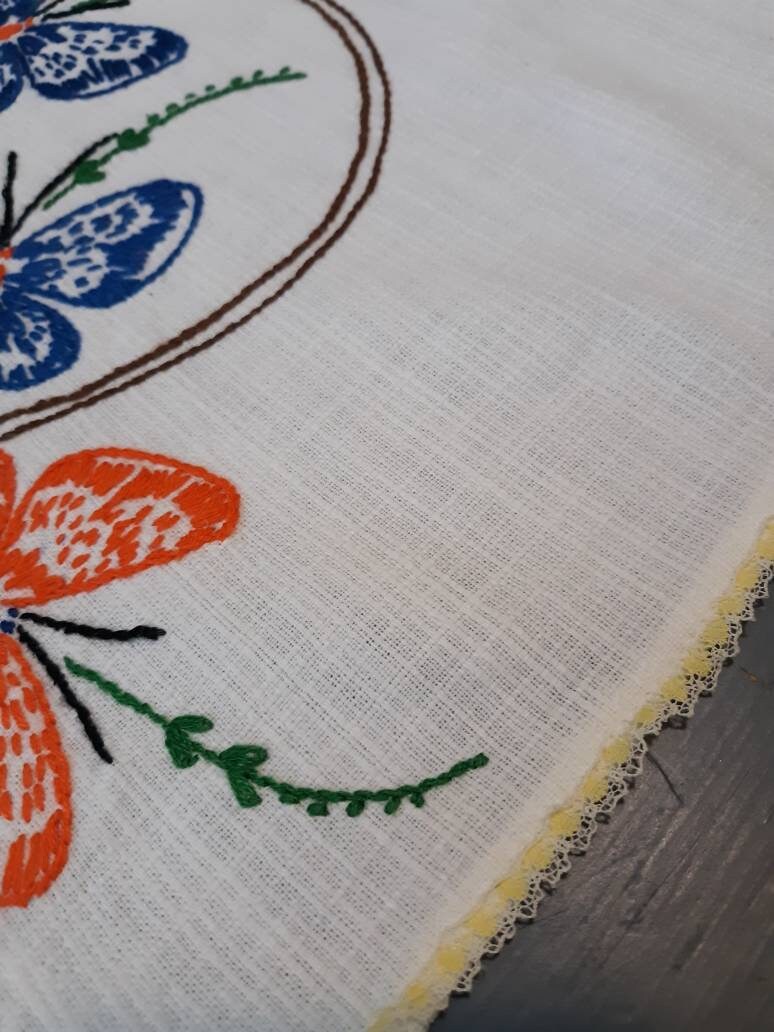 Orange and Blue Butterflies Table Runner