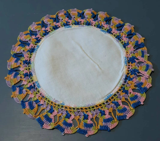 Vintage Round (11") Multi Color Bells Doily