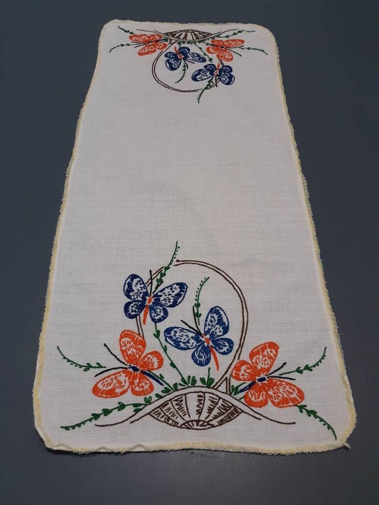 Orange and Blue Butterflies Table Runner