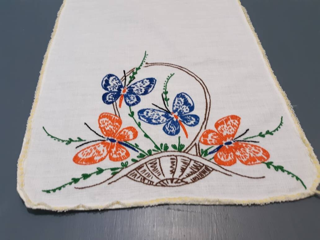 Orange and Blue Butterflies Table Runner