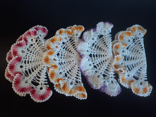 Vintage Round (10") White Doily with colored edge, choice of one