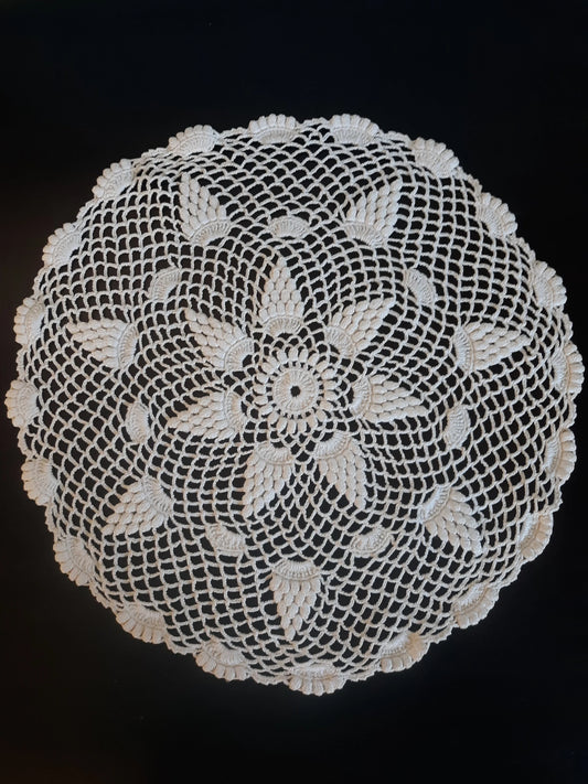 Vintage Round (15") White Cluster Stitch Doily