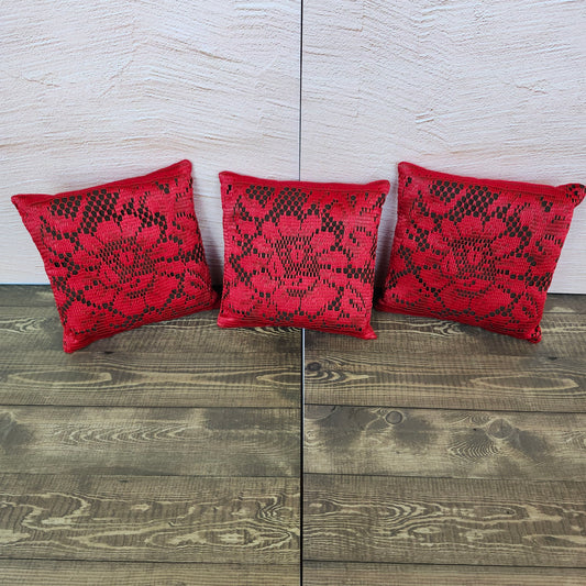Red Rose Lace Small Pillow