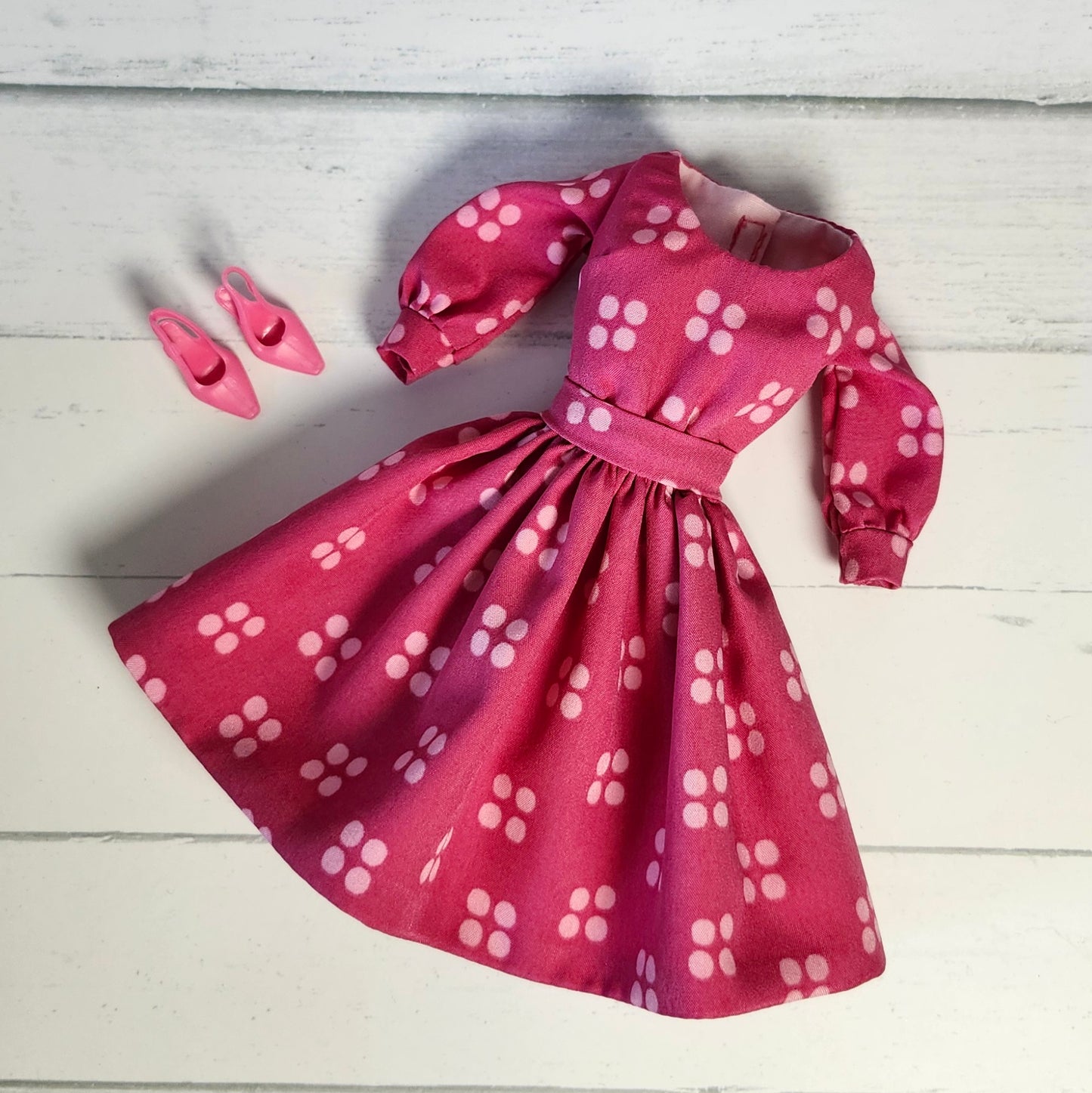 Pink Dots Scoop Neck Dress for 11 1/2" fashion dolls