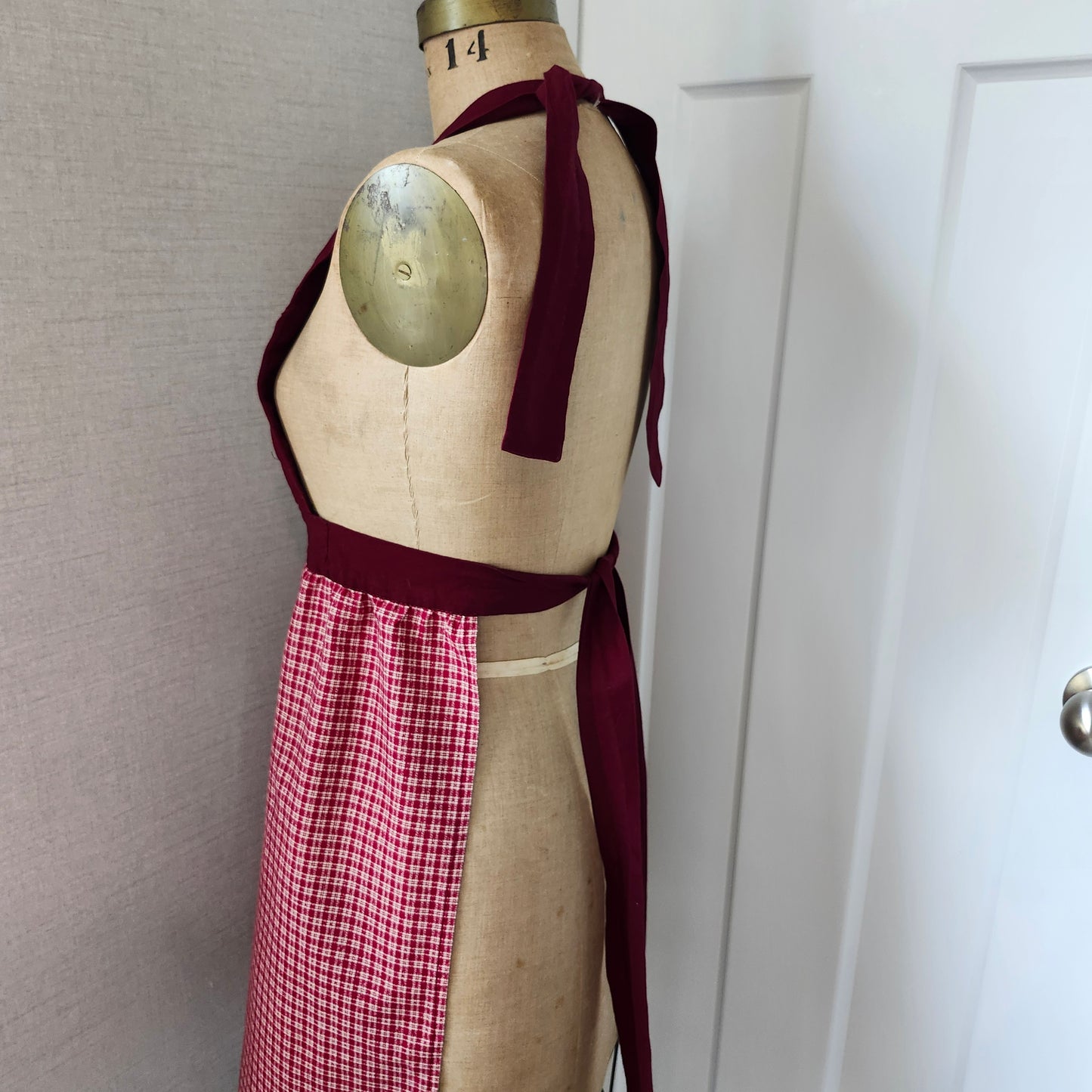 Apple Print Quilted Bib Vintage Apron