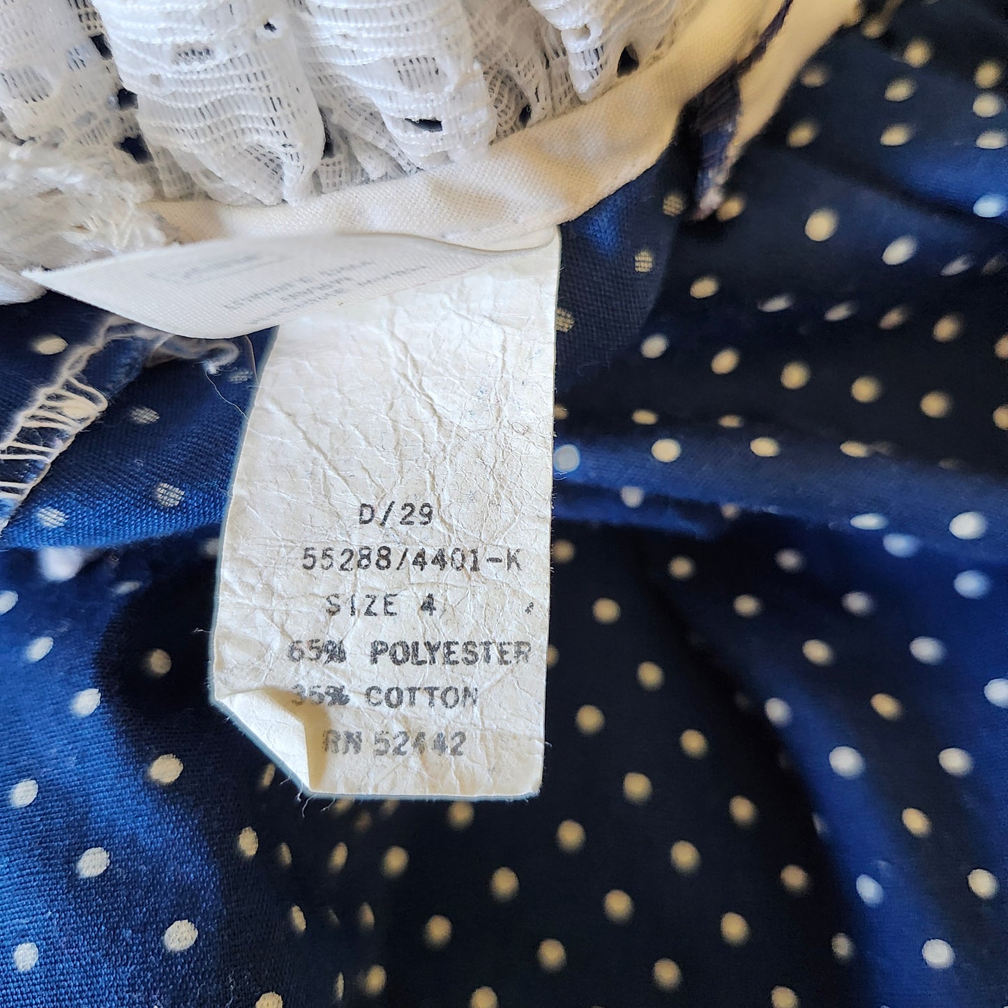 Blue Polka Dot Vintage 1980s Sears Dress for Girl size 4