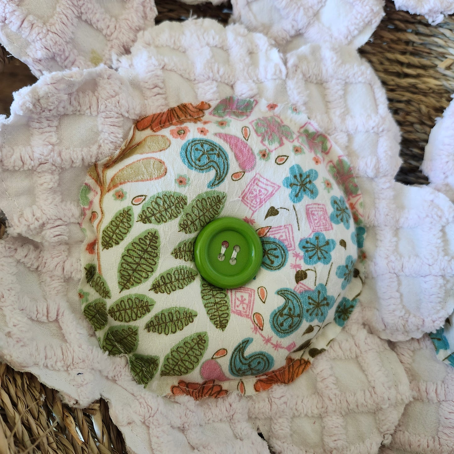 Pink Chenille Fabric Flower